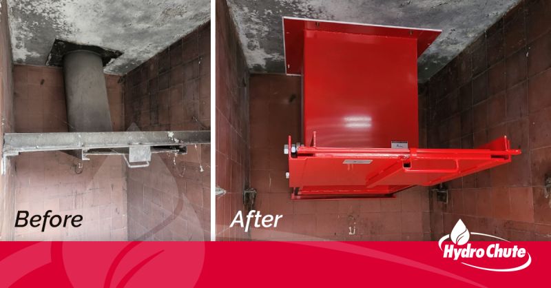 Chute fire safe doors before and after